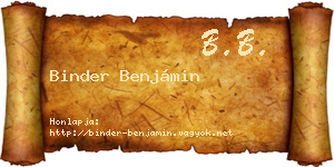Binder Benjámin névjegykártya